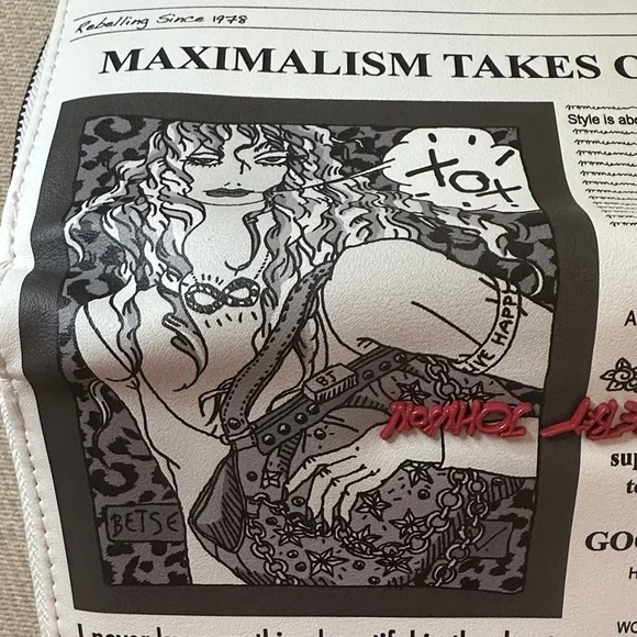 Betsey Johnson Black and White Newspaper Wristlet - Picture 11 of 15